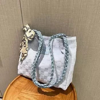 Large capacity retro bag women s new 2024 spring trend fashion leisure commuter bag shoulder underarm tote bag чёрный