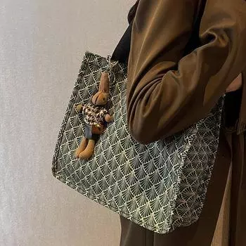 Большая вместительная ретро-сумка, женская летняя модная универсальная холщовая сумка с текстурой ниши, сумка на плечо для поездок на работу