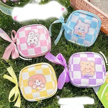 Large Capacity Sanitary Napkins Case Cloth Cartoon Storage Bag Cute Rabbit Menstrual Bag Female жёлтый