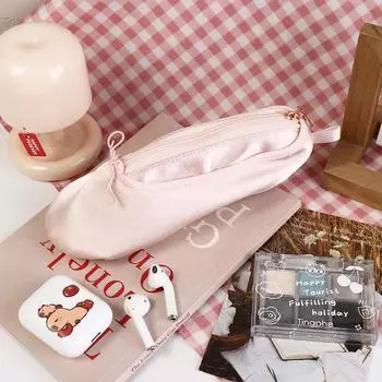 Large Capacity Satin Stationery Bag Cute Design Pen Storage Bag Ballerina Pencil Bag Student pink