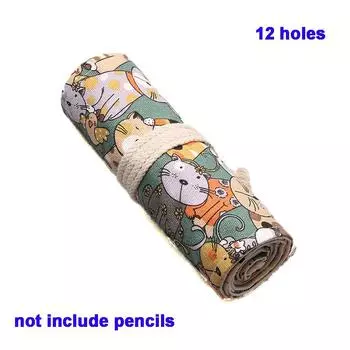 Large Capacity School Supplies Canvas Cute Cat Pen Bag Pencil Bags Pencil Case Stationery Pouch 12