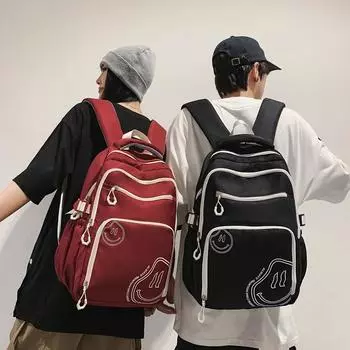 Большая вместимость школьного рюкзака для средней школы, рюкзак для пары в студенческом стиле красный