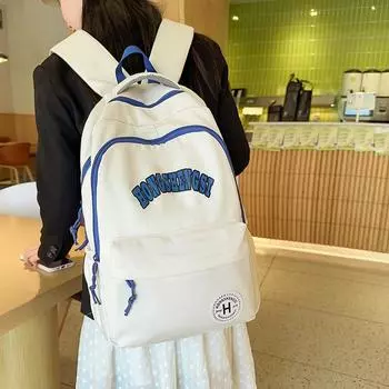 Большая вместимость школьного рюкзака для женщин, рюкзак с буквами, студенческий рюкзак чёрный