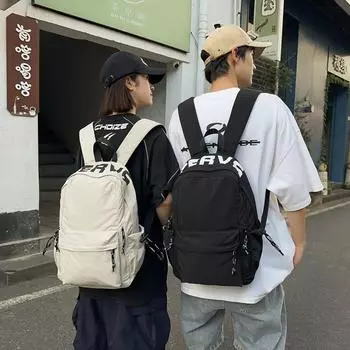 Large Capacity Schoolbag Women Lightweight Waterproof Backpack Men Letter Travel Backpack красный