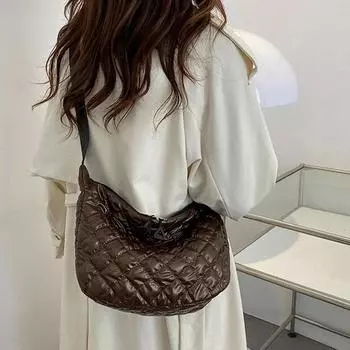 Большая вместительная наплечная сумка хлопковая подушка зимняя космическая для женщин