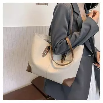 Большая вместительная сумка через плечо с прострочкой, высокая текстура, сумка-тоут для пригородного класса, повседневная, простая, модная