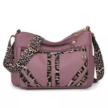 Large Capacity Shoulder Bag Women s Crossbody Bag Vintage Leopard Print Bag Mother Bag фиолетовый