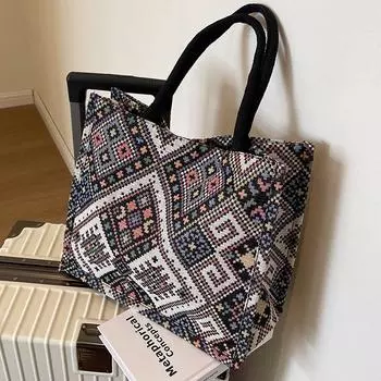 Большая вместительная сумка через плечо, женская модная холщовая сумка для поездок на работу, модная портативная сумка для мам красный