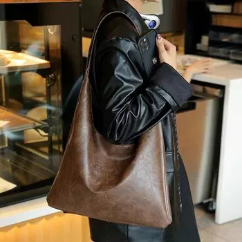 Large-capacity Single-shoulder Bag Under The Armpit, A Retro and Versatile Big Bag for Commuting To Work In Autumn and Winter чёрный