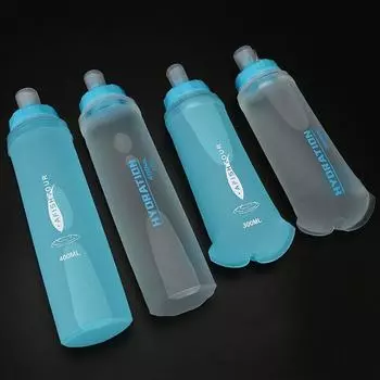 Large Capacity Soft Flask 300ml 400ml 500ml Sport Water Bag Folding Water Bottle Running Climbing Blue-300ml