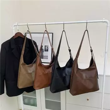 Большая вместительная мягкая кожаная сумка для подмышек, новинка 2023 года, универсальная сумка-ведро для поездок на работу, ретро сумка на одно плечо для подмышек, большая сумка для женщин