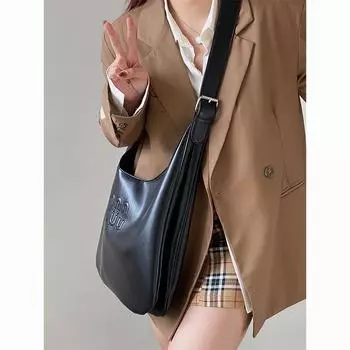 Large Capacity Soft Pitot Bag Women s 2024 Black Premium Casual Commuter Shoulder Bag Crossbody Bag чёрный