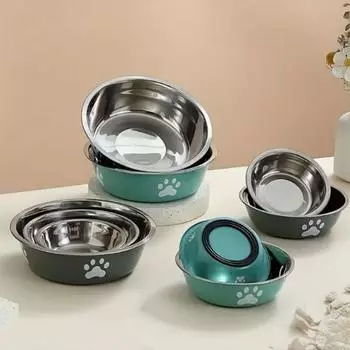 Large Capacity Stainless Steel Dog Bowl Non-rust Dog Water Bowl For Puppy Cats L