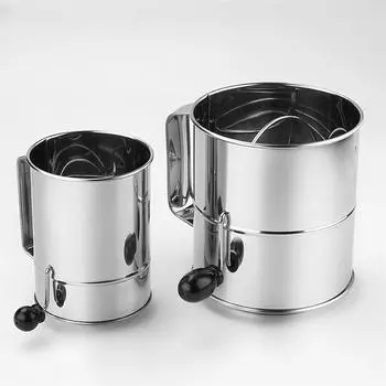 Large Capacity Stainless Steel Flour Sifter with Hand Crank for Baking Needs 5 Cups