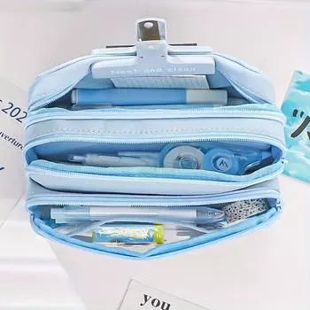 Large capacity stationery bag, creative pencil bag, portable makeup tool storage bag фиолетовый