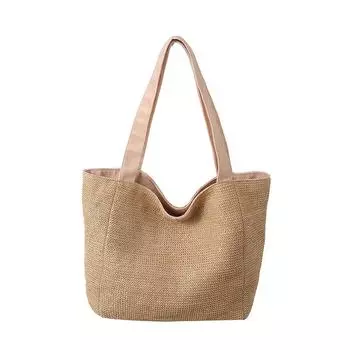 Large Capacity Straw Bag Women s Seaside Vacation Tote Bag for Commuting Shoulder Tote Bag хаки