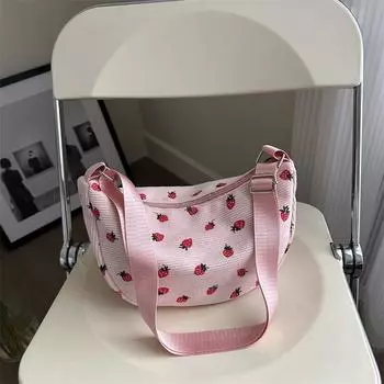 Большая вместительная сумка для клубники 2024 года, летняя нишевая дизайнерская сумка с цепочкой и косым плетением, женская, милая, мягкая, с подушкой для девочек, маленькая квадратная сумка белый