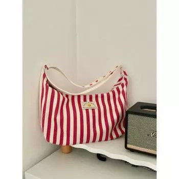 Large Capacity Striped Tote Bag Women s Simple Fashion Shoulder Bag Class Commuter Bag Canvas Bag
