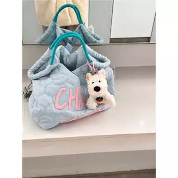 Large capacity student commuter shoulder messenger bag new niche letter embroidered portable tote bag women