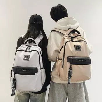 Студенческий школьный рюкзак большой вместимости Мужской нейлоновый рюкзак Женский однотонный рюкзак чёрный