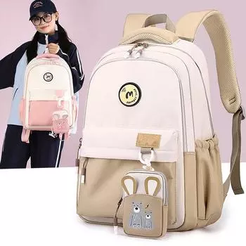 Большая вместимость школьного рюкзака для студентов, кампус, многофункциональный водоотталкивающий рюкзак для женщин, цветной рюкзак хаки