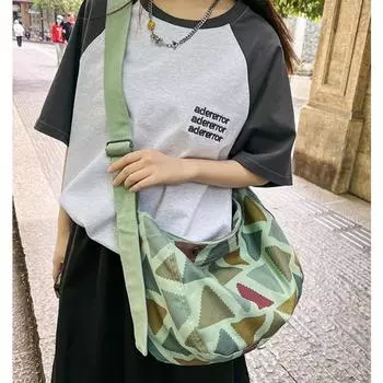 Большая вместительная сумка TOTE для учеников на занятиях, сумка из холста Forest, сумка через плечо с клетчатым принтом