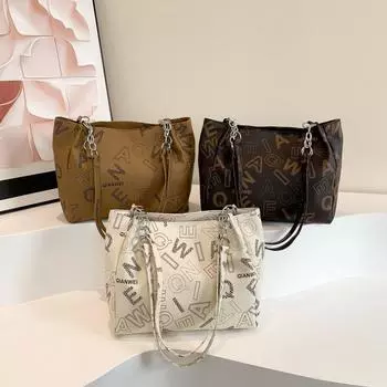 Large Capacity Tote Bag for Women s New Niche Design Handbag Fashionable Simple Printed One-shoulder Crossbody Bag