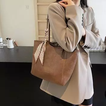 Large capacity tote bag women s 2024 new high-end shoulder bag versatile fashion casual work commuter bag чёрный