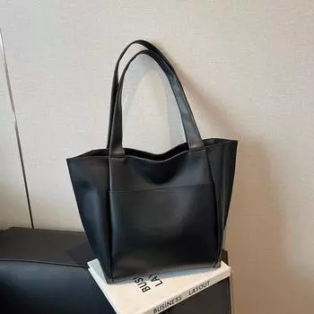 Large-capacity tote bag women s new simple and versatile shoulder bag, high-end leisure work commuter bag чёрный