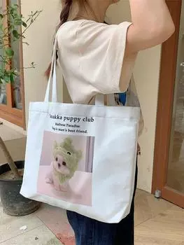 Большая вместительная сумка-тоут женская новая сумка с принтом из мультфильма сумка для покупок сумка через плечо из холста для мам