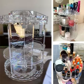 Large Capacity Transparent Acrylic 360 Degree Rotation Makeup Organizer Cosmetic Storage Box