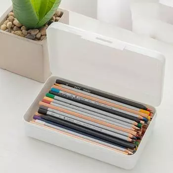Large Capacity Transparent Plastic Pencil Box Snap-tight Lid Pencil Case School Supplies
