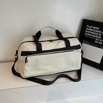 Large Capacity Travel Bag Handbag Wet and Dry Separate Gym Bag Expanding Duffel Bag бежевый