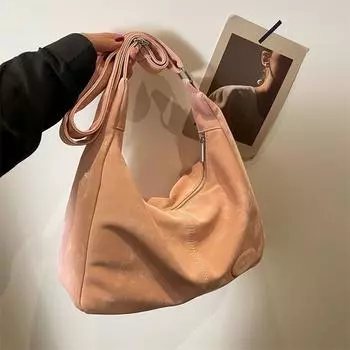 Большая вместительная сумка подмышкой женская весна 2024 года новая универсальная модная сумка-тоут для поездок на работу косая сумка через плечо фиолетовый