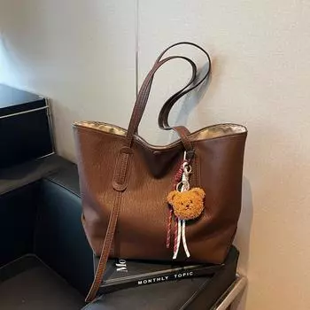 Large capacity underarm bag women s 2024 new autumn and winter retro shoulder bag high-end versatile tote bag серый