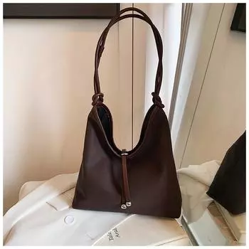 Большая вместительная сумка для работы и дальних поездок женская осень и зима 2024 новая модная сумка через плечо сумка-тоут чёрный