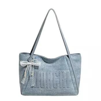 Large Capacity Versatile Trendy Bag Women s 2025 Summer Denim Tote Bag Casual Commuter Shoulder Bag