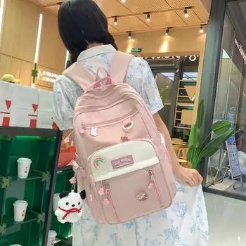 Вместительные женские нейлоновые школьные сумки, однотонная сумка, универсальный простой повседневный продукт