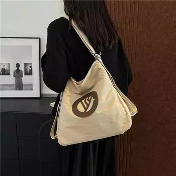 Large capacity women s nylon shoulder bag monochromatic casual backpack fashion