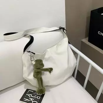 Large capacity women s shoulder bags casual canvas fashion solid crossbody bag pretty pendant women s bag