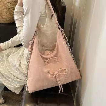 Large capacity women s simple shoulder armpit bag commuter double shoulder tote bag белый