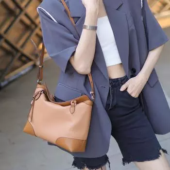 Large-capacity Women s Tote Spring Vintage Soft Leather Commuter Single-shoulder Crossbody Bag 30*12*23cm