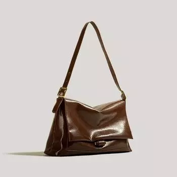 Большая вместимость женская сумка на одно плечо, однотонная, простая, модная, универсальная женская сумка-тоут, легкая, роскошная, винтажная сумка (30cm<Max Length<50cm)