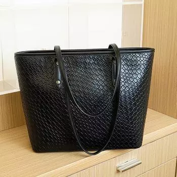 Large Capacity Woven Tote Bag Atmospheric Commuter Women s Tote Underarm Bag with Retro Texture Large Bag чёрный