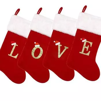 Large Christmas Socks Christmas Decorations Embroidered Letter Knitted Christmas Socks Letter Socks Christmas Hanging