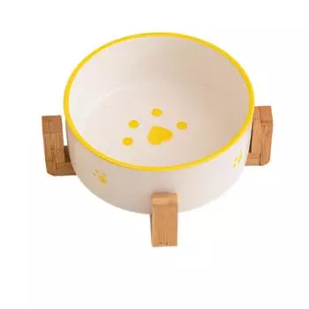 Large Diameter Flat Mouth Cat Bowl Ceramic Drinking Water Bowl Cute Pet Bowl Neck-Protection