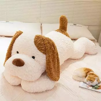 Large Dog Cute Puppy Plush Toy Bed Long Pillow Cushion Girl Birthday Gift Dog Throw Pillow 65cm(0.7kg)