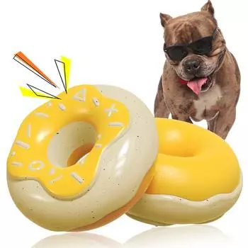 Large Dog Squeak Chew Toys Donuts Style Creamy Fragrance Floatable on Water Training Outdoor Retrieve Solve Boredom Pet Supplies