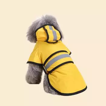 Large Dog Waterproof Raincoat Adjustable Pet Water Proof Clothes Lightweight Rain Jacket Poncho Hoodies with Strip Reflective XS жёлтый