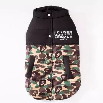 Large dogs, dogs, warm in autumn and winter, camouflage thickened cotton-padded clothes, golden hair edge herding, medium-sized dog vest, pet clothes 3XL (recommended weight 20-15kg)